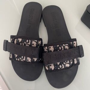 Christian Dior Women's Dio(r)evolution Slide Sandals Oblique Fabric Size 38